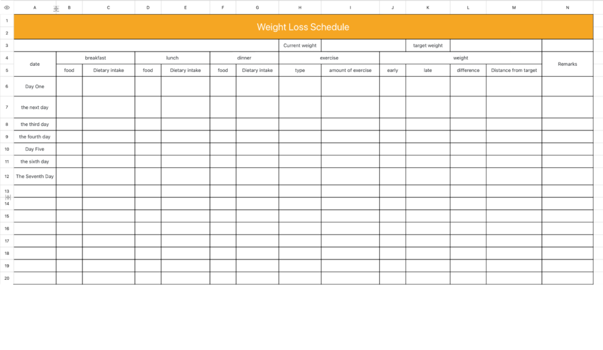 Weight Loss Schedule